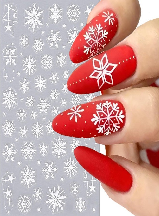 winthrop 6 Sheets Christmas Nail Art Stickers Snowflake 5D Embossed Self-Adhesive Nail Decals,White Xmas Tree Winter Romance Nail Sticker,Holiday DIY Manicure Decoration Supplies Accessories for Women Girl - Image 2